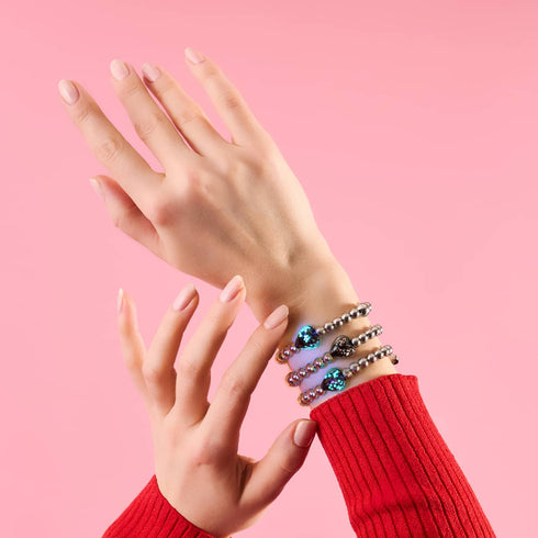 Bracelet d'essence de coeurs en verre de luciole | Obsidienne